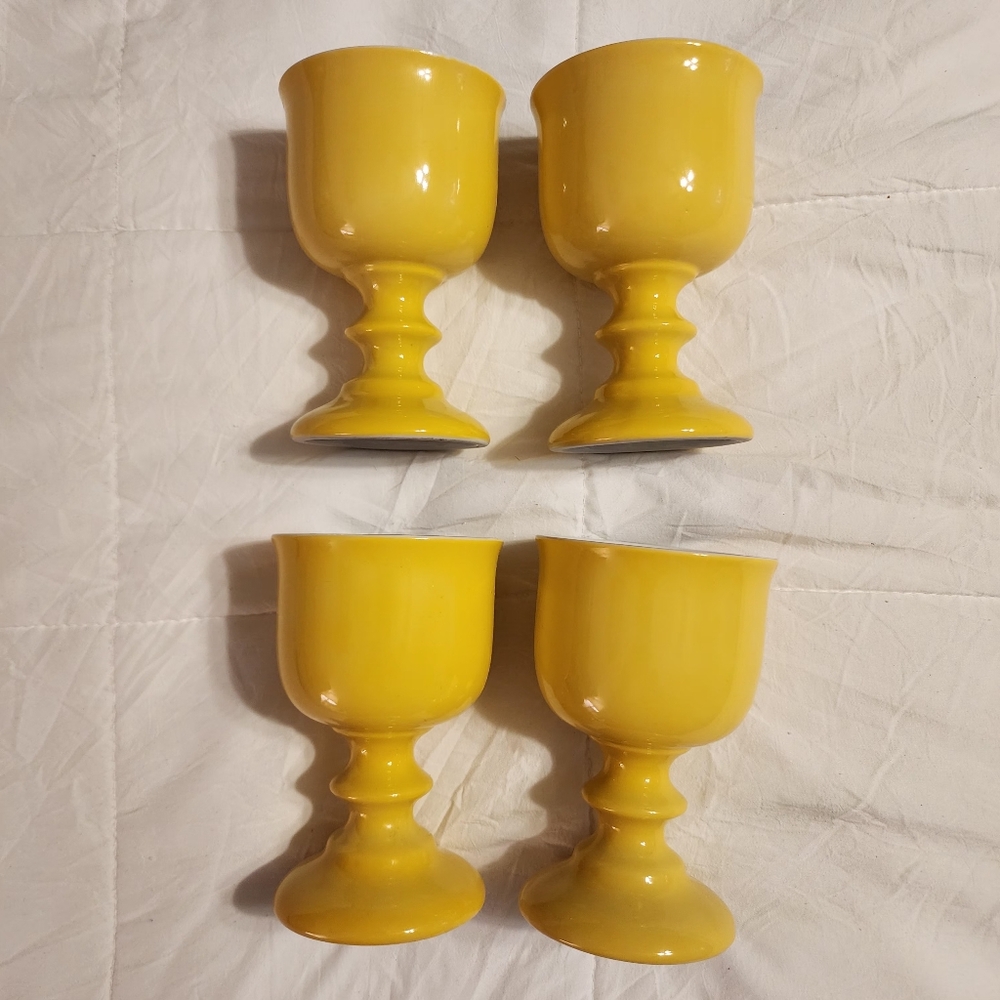 Vintage OMC Japan Yellow Goblets | Set of 4